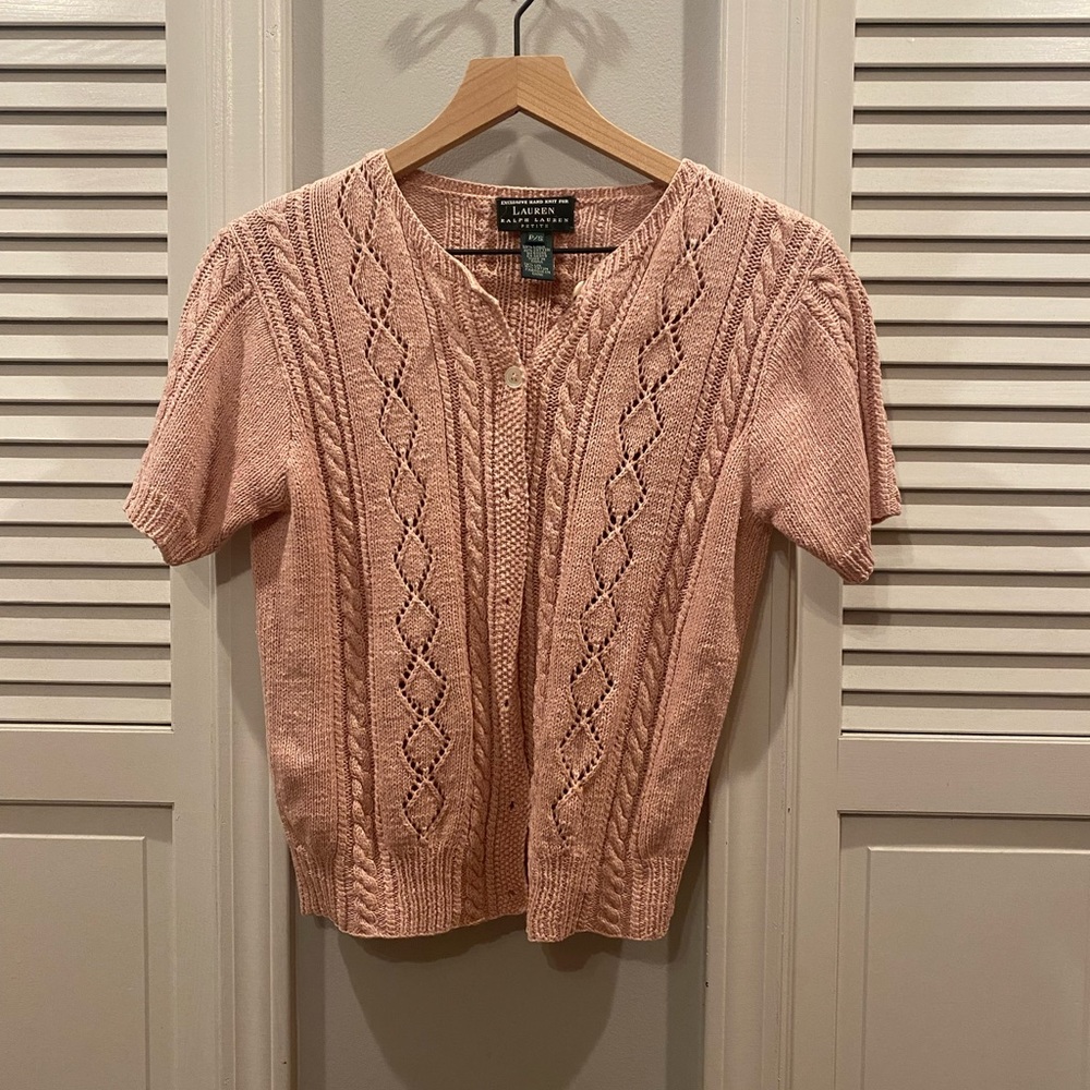 Ralph Lauren pink knit cardigan